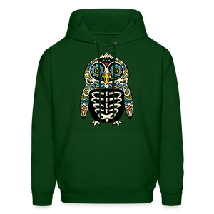 Men's Hoodie "Colorful Owl" - forest green