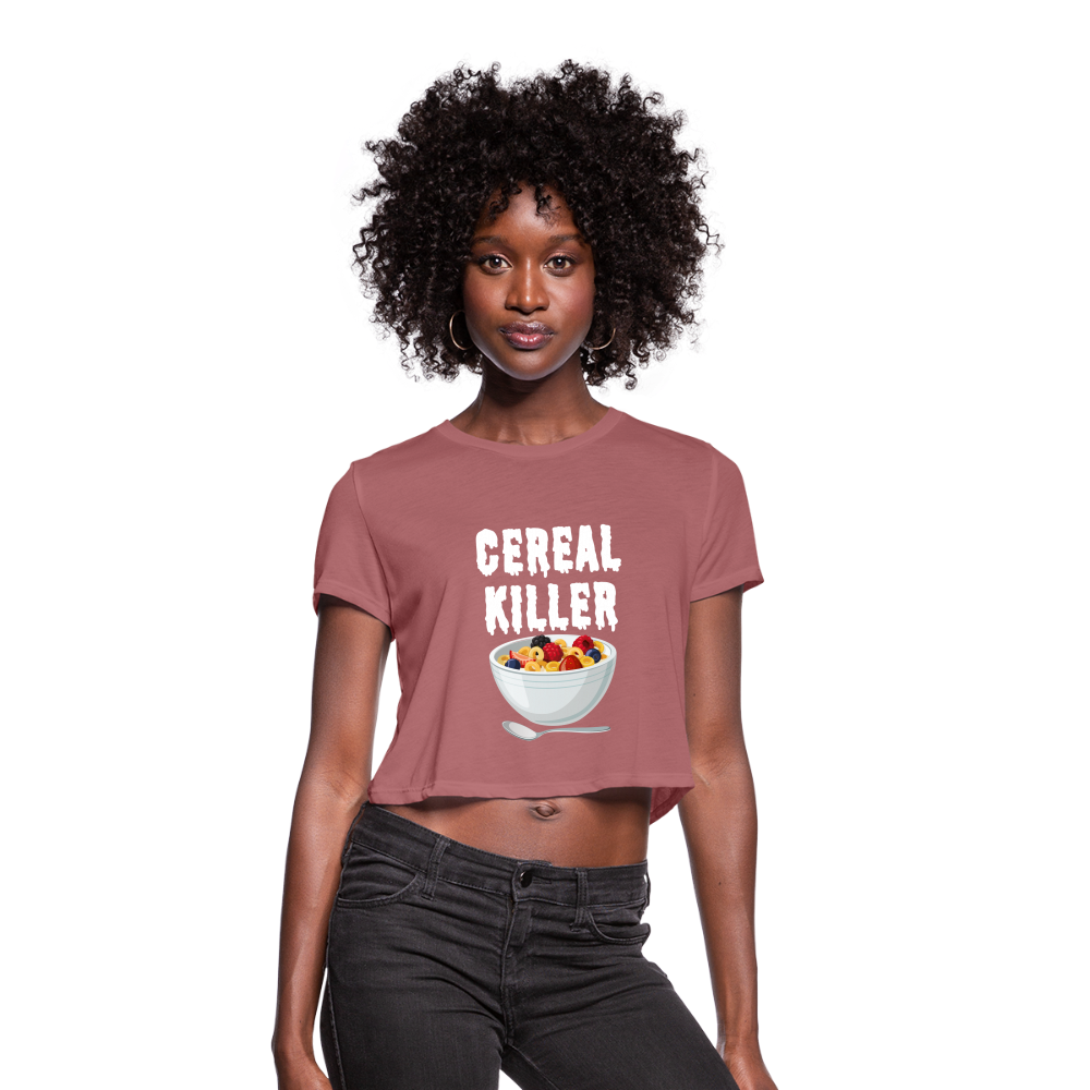 Women's Cropped T-Shirt "Cereal Killer" - mauve