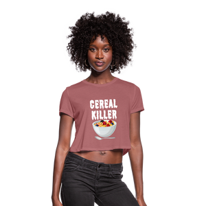 Women's Cropped T-Shirt "Cereal Killer" - mauve