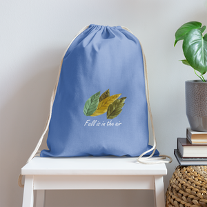 Cotton Drawstring Bag "Fall is in the air" - carolina blue