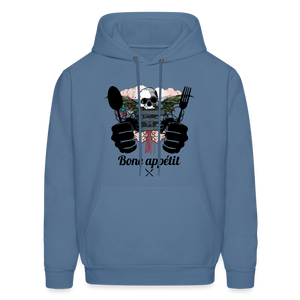 Men's Hanes Hoodie "Bone appétit" - denim blue