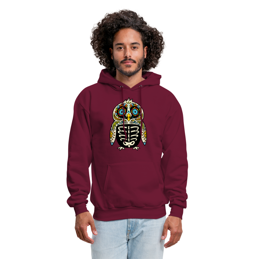 Men's Hoodie "Colorful Owl Blue Eyes" - burgundy