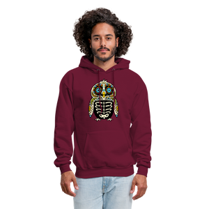 Men's Hoodie "Colorful Owl Blue Eyes" - burgundy