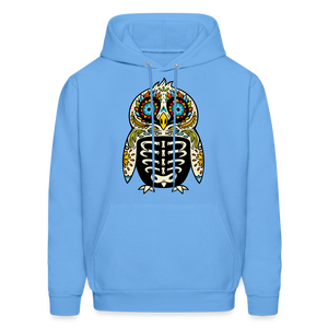 Men's Hoodie "Colorful Owl Blue Eyes" - carolina blue