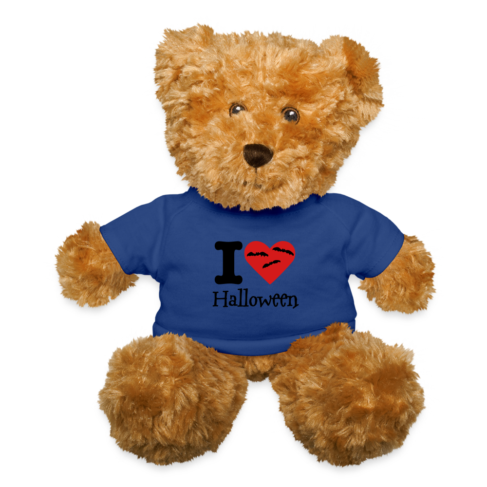 Teddy Bear "I Love Halloween" - royal blue