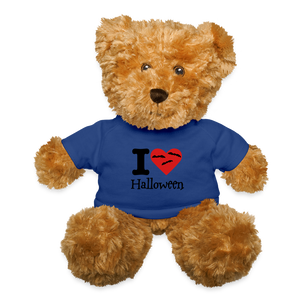 Teddy Bear "I Love Halloween" - royal blue