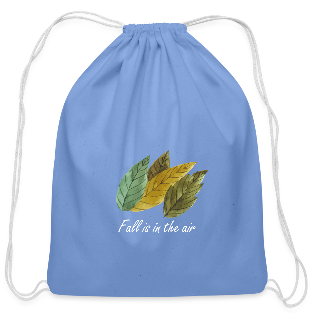 Cotton Drawstring Bag "Fall is in the air" - carolina blue