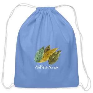 Cotton Drawstring Bag "Fall is in the air" - carolina blue