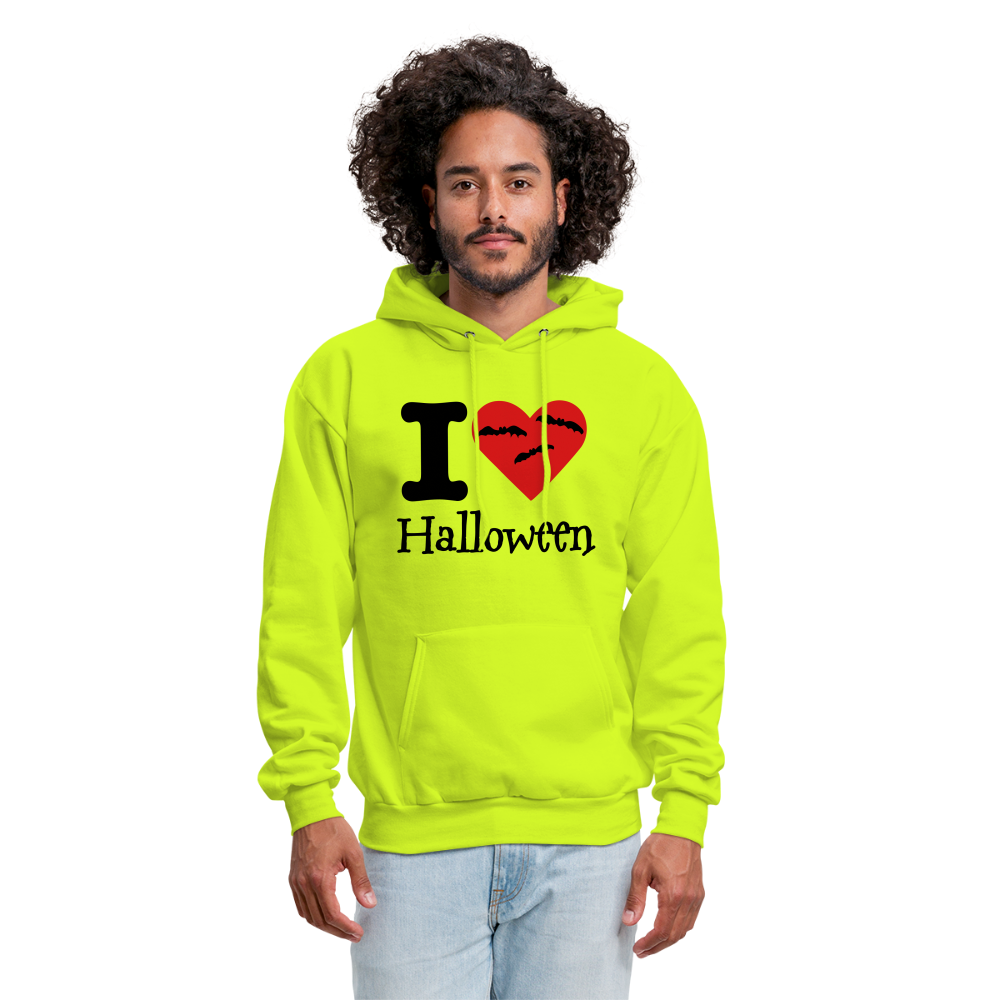 Men's Hanes Hoodie "I Love Halloween" - safety green