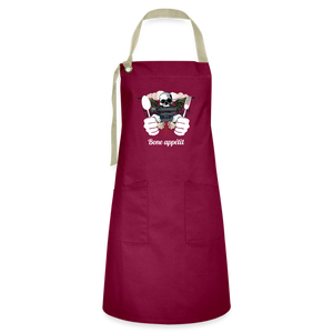 Artisan Apron "Bone appétit" - burgundy/khaki