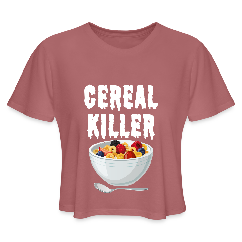 Women's Cropped T-Shirt "Cereal Killer" - mauve