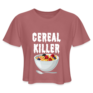 Women's Cropped T-Shirt "Cereal Killer" - mauve