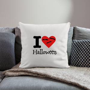 Throw Pillow Cover 18” x 18” "I Love Halloween" - natural white