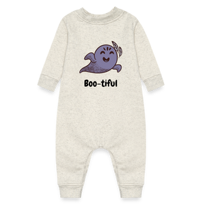 Baby Fleece One Piece "Boo-tiful" - heather oatmeal