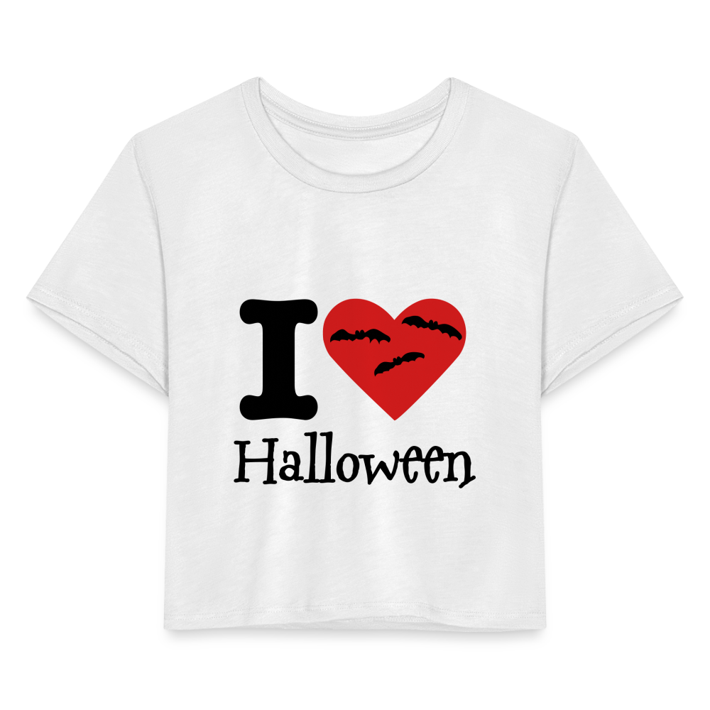 Women's Cropped T-Shirt "I Love Halloween" - white