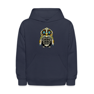 Kids' Hoodie "Colorful Owl Blue Eyes" - navy