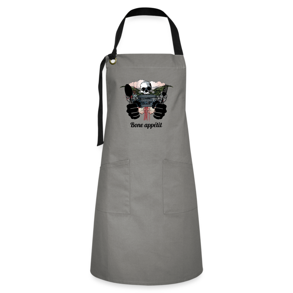 Artisan Apron " Bone appétit" - gray/black