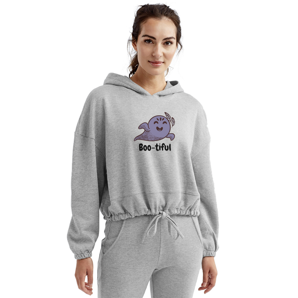 Women’s Cropped Hoodie " Boo-tiful" - heather gray