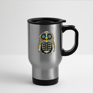 Travel Mug "Colorful Owl Blue Eyes" - silver