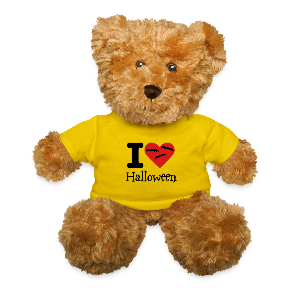 Teddy Bear "I Love Halloween" - yellow