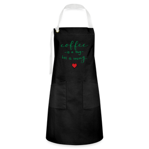 Artisan Apron "Coffee is a hug in a mug" - black/white