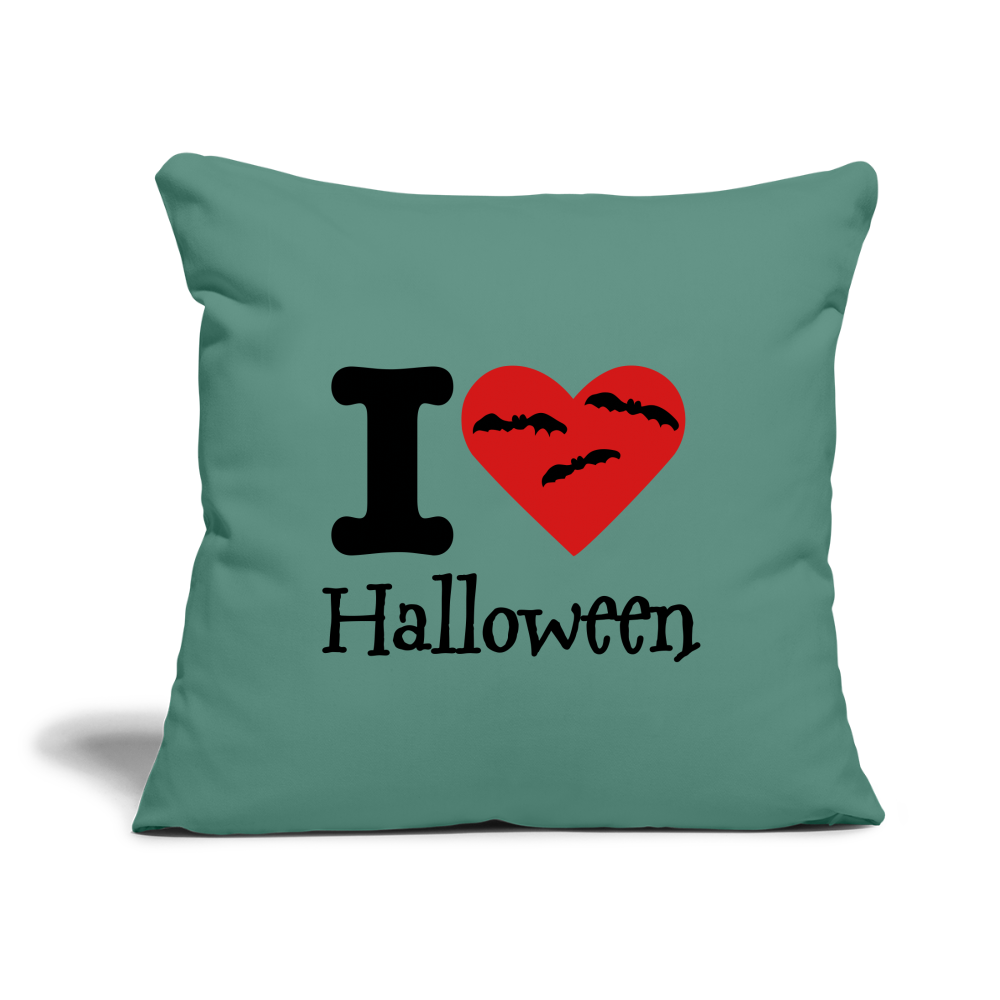 Throw Pillow Cover 18” x 18” "I Love Halloween" - cypress green