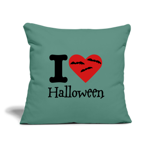 Throw Pillow Cover 18” x 18” "I Love Halloween" - cypress green