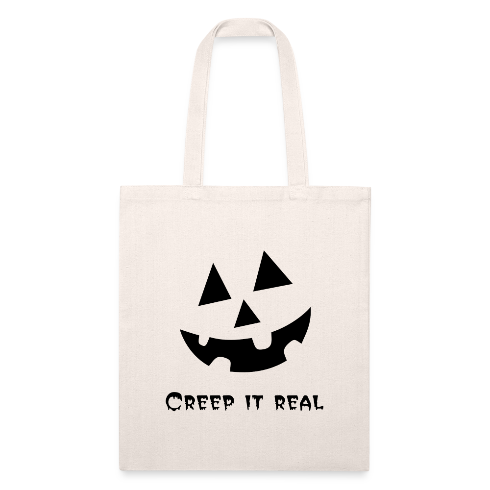 Recycled Tote Bag "Jack-o'-lantern" 🎃 - natural