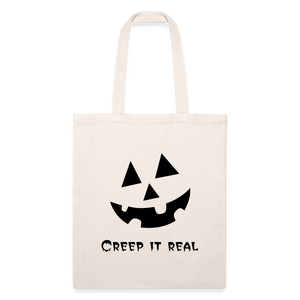 Recycled Tote Bag "Jack-o'-lantern" 🎃 - natural