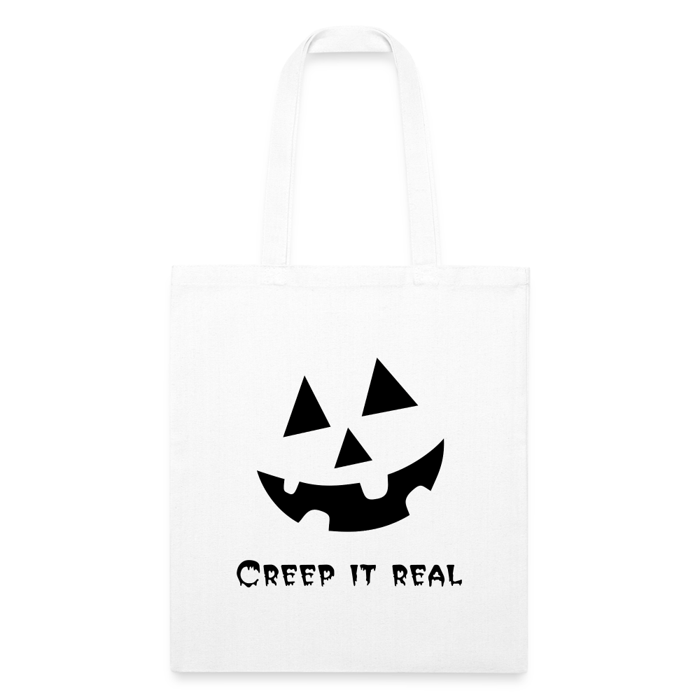 Recycled Tote Bag "Jack-o'-lantern" 🎃 - white