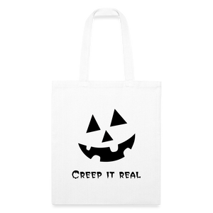 Recycled Tote Bag "Jack-o'-lantern" 🎃 - white