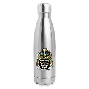 Insulated Stainless Steel Water Bottle "Colorful Owl Blue Eyes" - silver