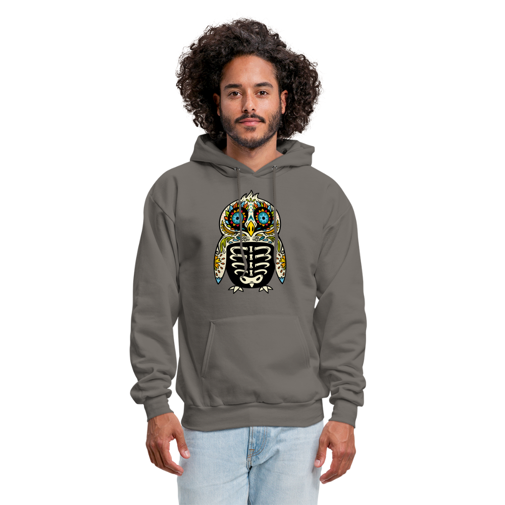 Men's Hoodie "Colorful Owl Blue Eyes" - asphalt gray