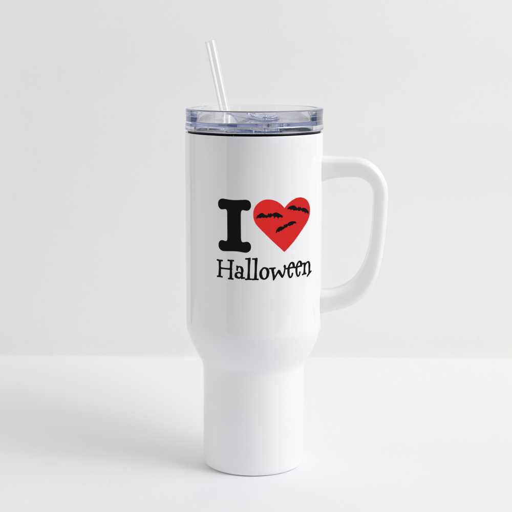 40 oz Travel Tumbler "I Love Halloween" - white