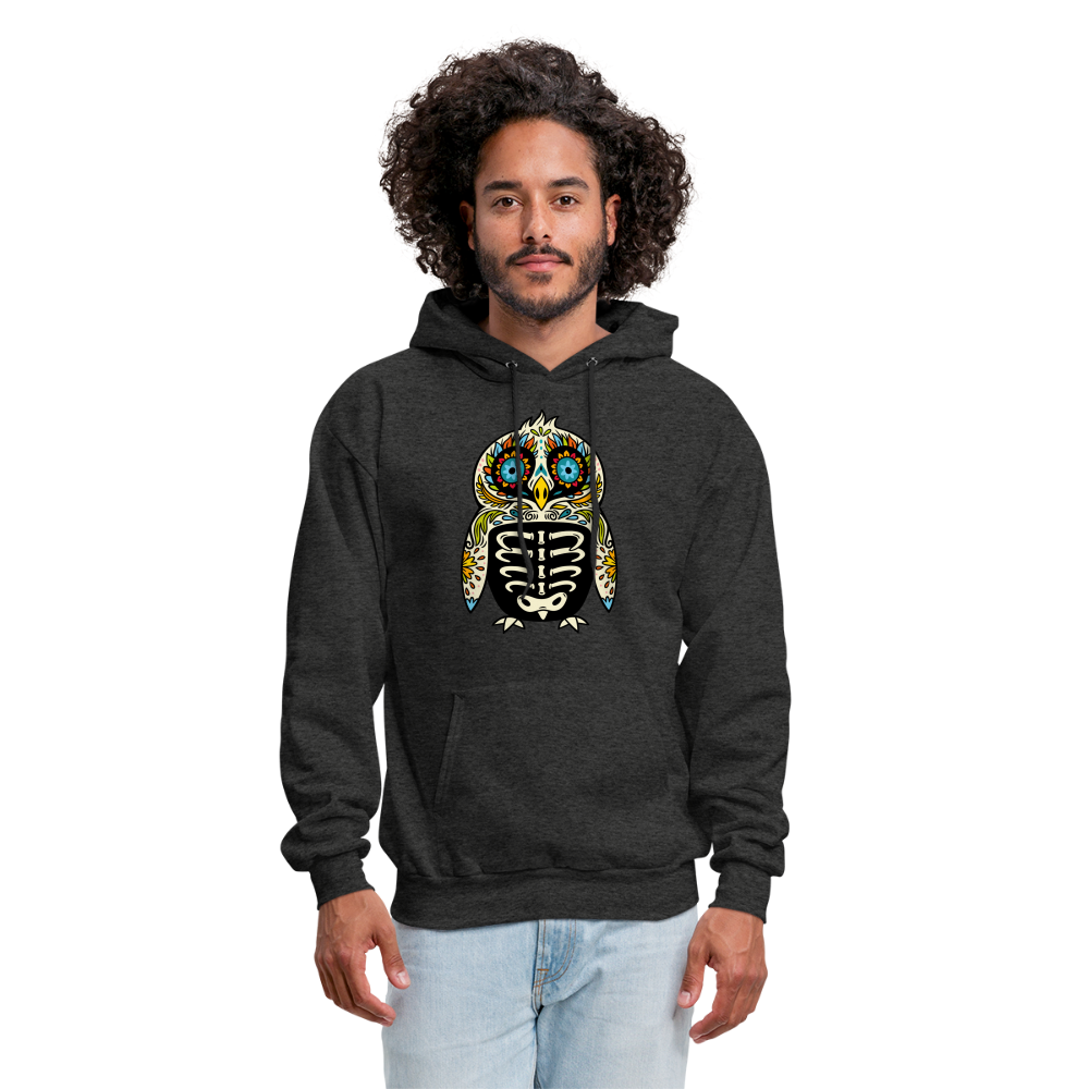 Men's Hoodie "Colorful Owl Blue Eyes" - charcoal grey