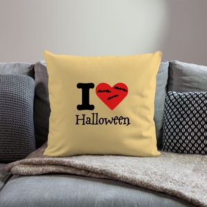 Throw Pillow Cover 18” x 18” "I Love Halloween" - washed yellow