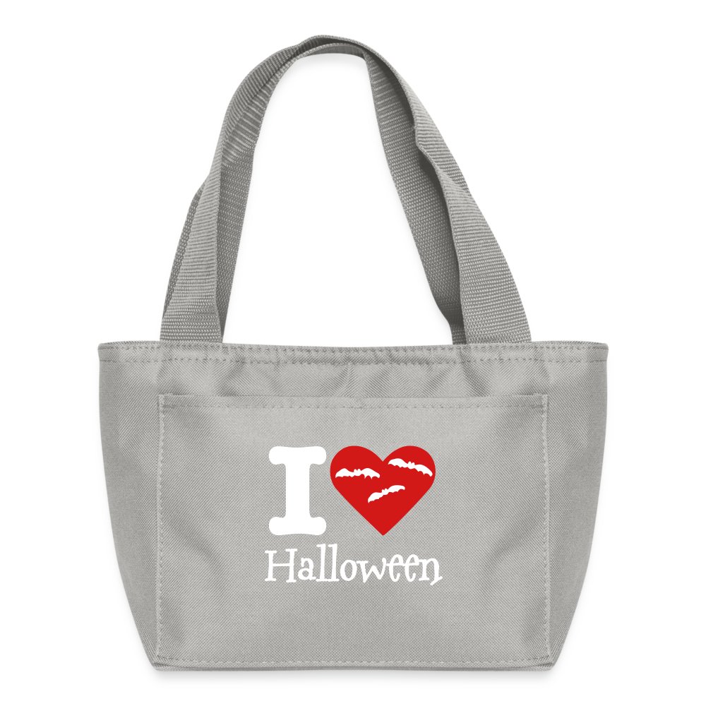 Recycled Insulated Lunch Bag "I Love Halloween" - light gray