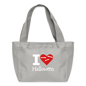 Recycled Insulated Lunch Bag "I Love Halloween" - light gray