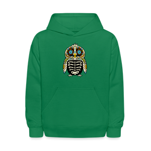 Kids' Hoodie "Colorful Owl Blue Eyes" - kelly green