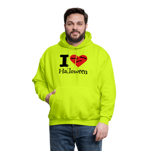 Men's Hanes Hoodie "I Love Halloween" - safety green