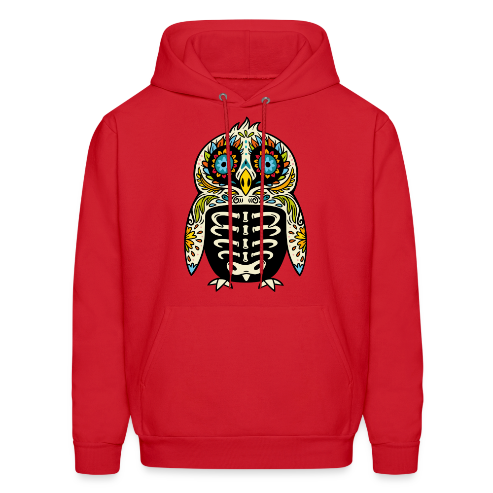 Men's Hoodie "Colorful Owl Blue Eyes" - red