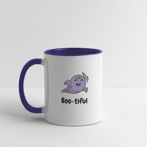 Contrast Coffee Mug "Boo-tiful" - white/cobalt blue