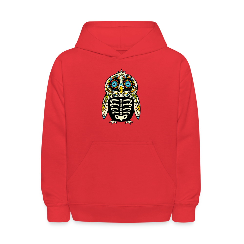 Kids' Hoodie "Colorful Owl Blue Eyes" - red