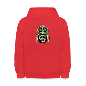 Kids' Hoodie "Colorful Owl Blue Eyes" - red