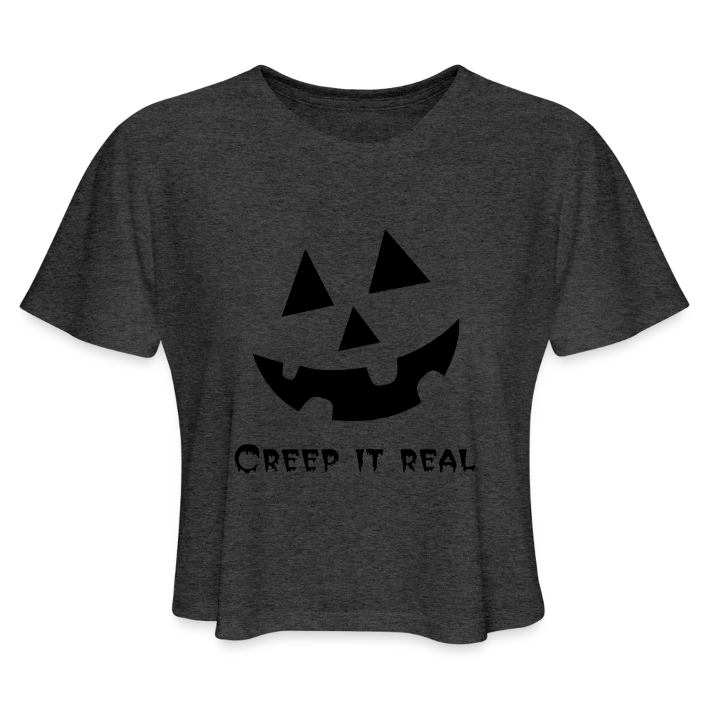 Women's Cropped T-Shirt "Jack-o'-lantern" 🎃 - deep heather