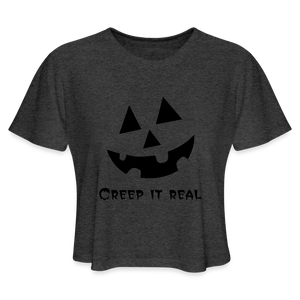 Women's Cropped T-Shirt "Jack-o'-lantern" 🎃 - deep heather