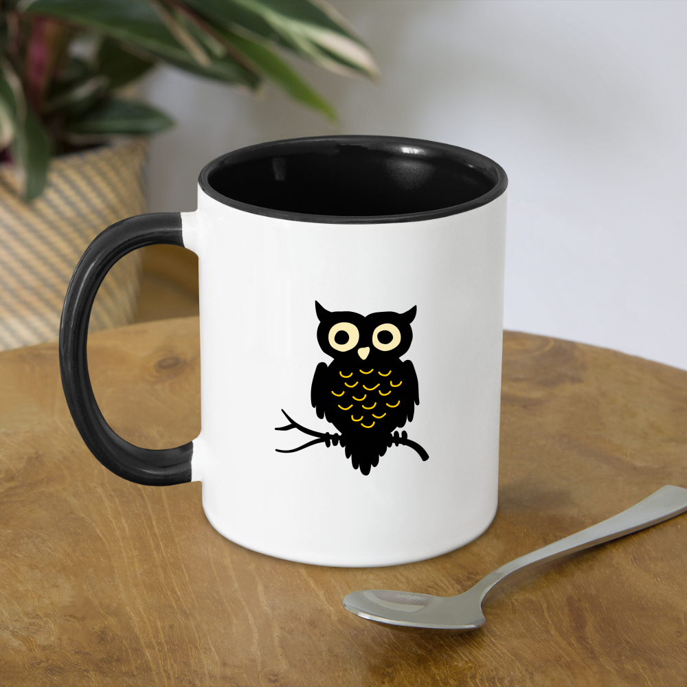 Contrast Mug "Cute Owl" - white/black