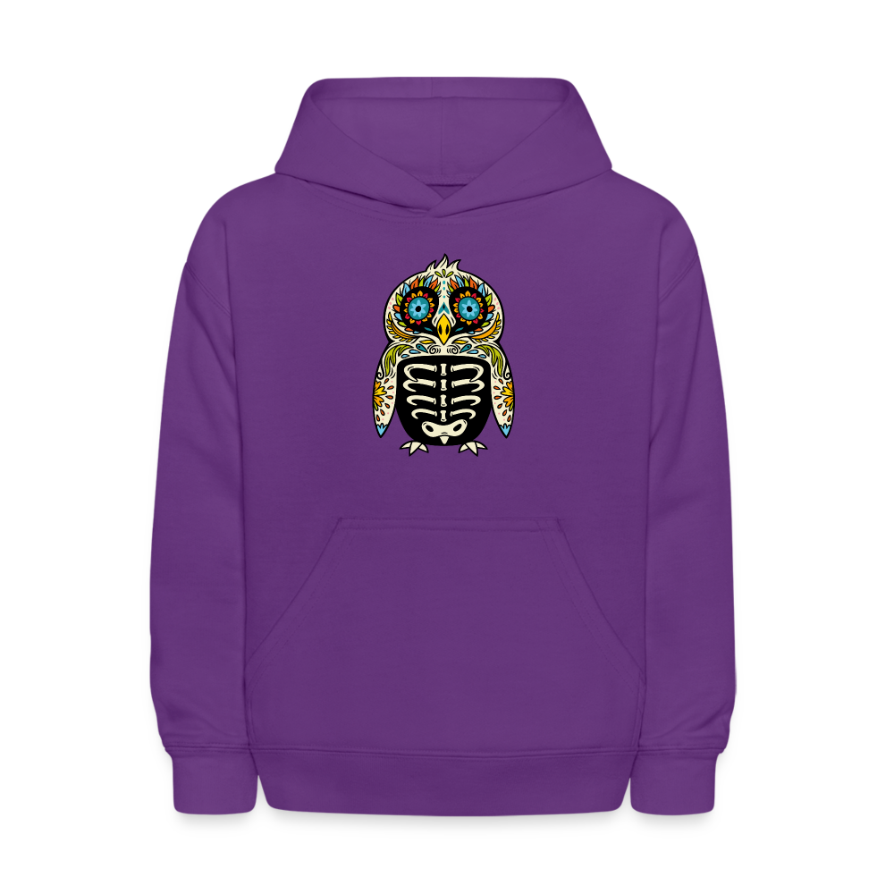 Kids' Hoodie "Colorful Owl Blue Eyes" - purple