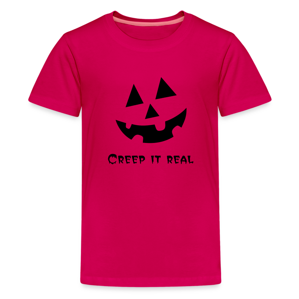 Kids' Premium T-Shirt "Jack-o'-lantern" 🎃 - dark pink