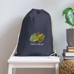 Cotton Drawstring Bag "Fall is in the air" - navy